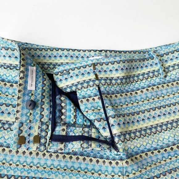 LOFT Textured Riviera Shorts 6" NEW Size 6 Geometric Jacquard Blue Yellow - Picture 5 of 12